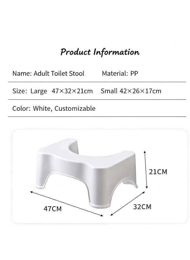 Squatting Toilet Foot Stool ,White 47x21x32cm,Toilet Stool,Non-Slip Plastic Potty Stool Squatting Posture Poop Stool Portable Step Stool For Kids Improve Bathroom Posture And Comfort - Image 2