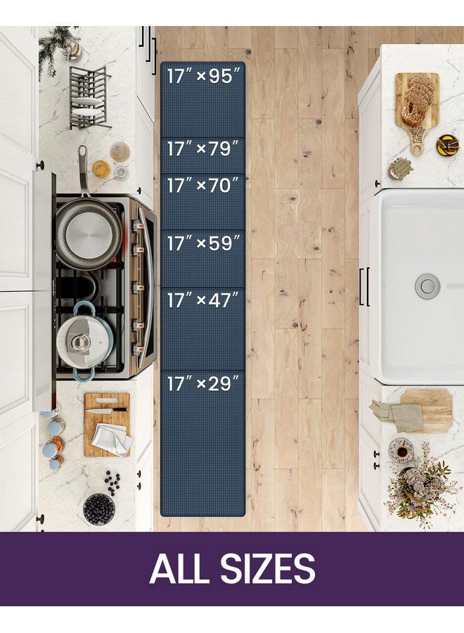 DEXI Kitchen Floor Mats Cushioned Anti Fatigue,17x29+17x59, Standing Runner Rug Waterproof, Comfort Memory Foam Padded for Front Sink Laundry Set of 2, Navy - Image 2