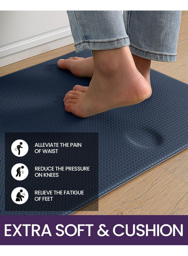 DEXI Kitchen Floor Mats Cushioned Anti Fatigue,17x29+17x59, Standing Runner Rug Waterproof, Comfort Memory Foam Padded for Front Sink Laundry Set of 2, Navy - Image 3