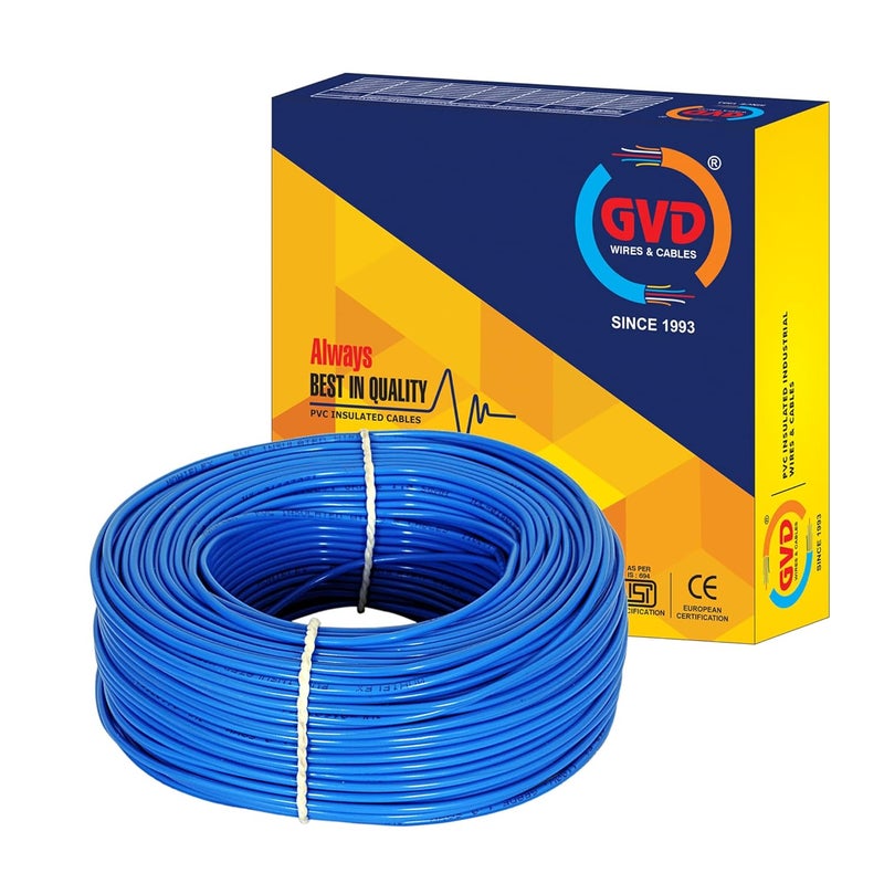 GVD FR PVC Single Core 15MM flexible Copper wire for Home Domestic Industrial Electric Wiring Blue 90 Meter - Image 1
