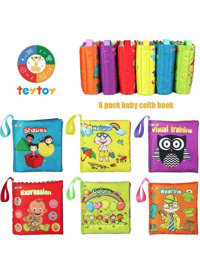 teytoy My First Soft Book,TEYTOY 6 PCS Nontoxic Fabric Baby Cloth Books Early Education Toys Activity Crinkle Cloth Book for Toddler, Infants and Kids Perfect for Baby Shower (New Version) - Image 2