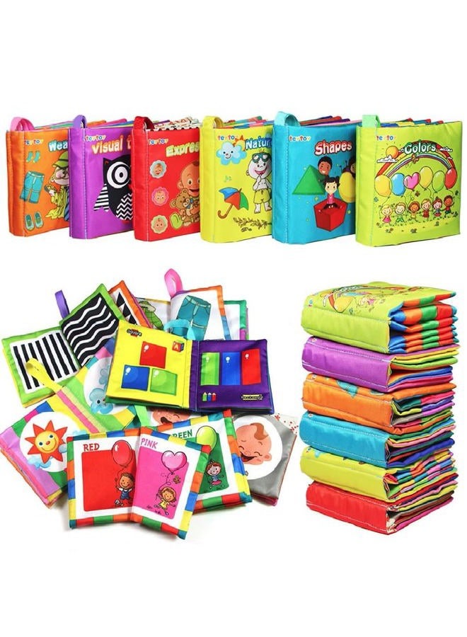 teytoy My First Soft Book,TEYTOY 6 PCS Nontoxic Fabric Baby Cloth Books Early Education Toys Activity Crinkle Cloth Book for Toddler, Infants and Kids Perfect for Baby Shower (New Version) - Image 1