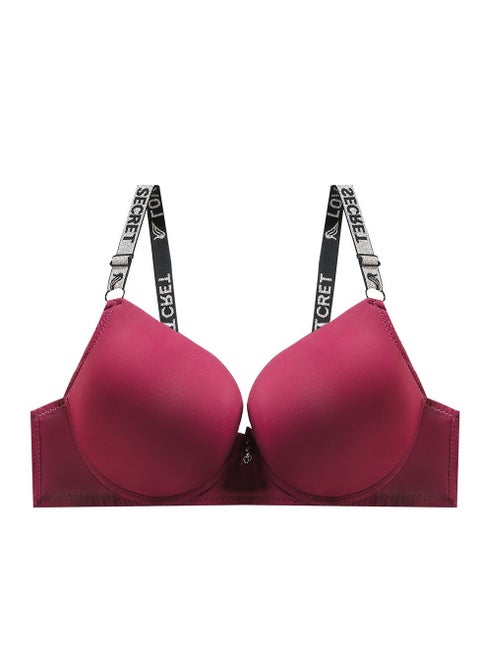 حمالة صدر نسائية ملابس داخلية كوب سي  السميك مع أسلاك ، مع سطح أملس وزخرفة بالقوس على الصدر وأحزمة كتف قابلة للتعديل