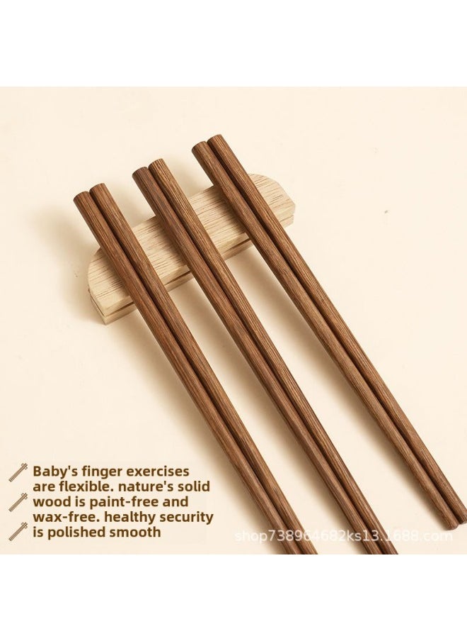Generic - Log Children's Chopsticks Cartoon Baby's Chopsticks Children's Special Kindergarten Household Natural Solid Wood Short Chopsticks-Color:[Red Sandalwood] 25cm Regular Chopsticks - Image 1