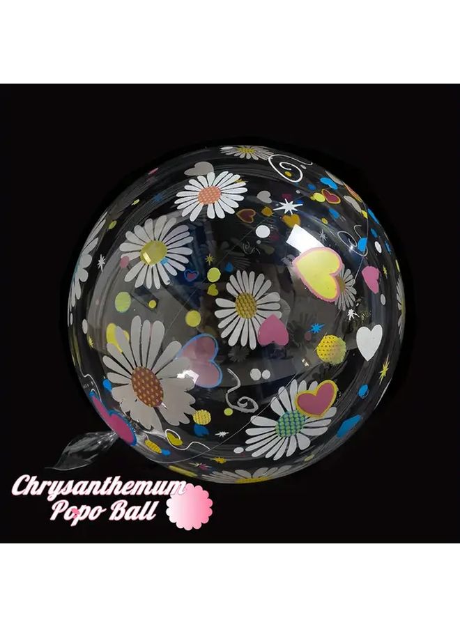 Chrysanthemum Printing Plastic Balloons 5pcs For Wedding Birthday Decoration - Image 1