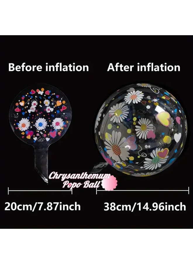 Chrysanthemum Printing Plastic Balloons 5pcs For Wedding Birthday Decoration - Image 3