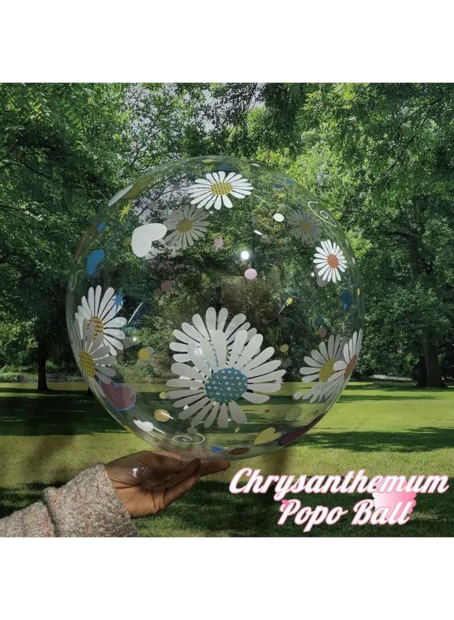 Chrysanthemum Printing Plastic Balloons 5pcs For Wedding Birthday Decoration - Image 4
