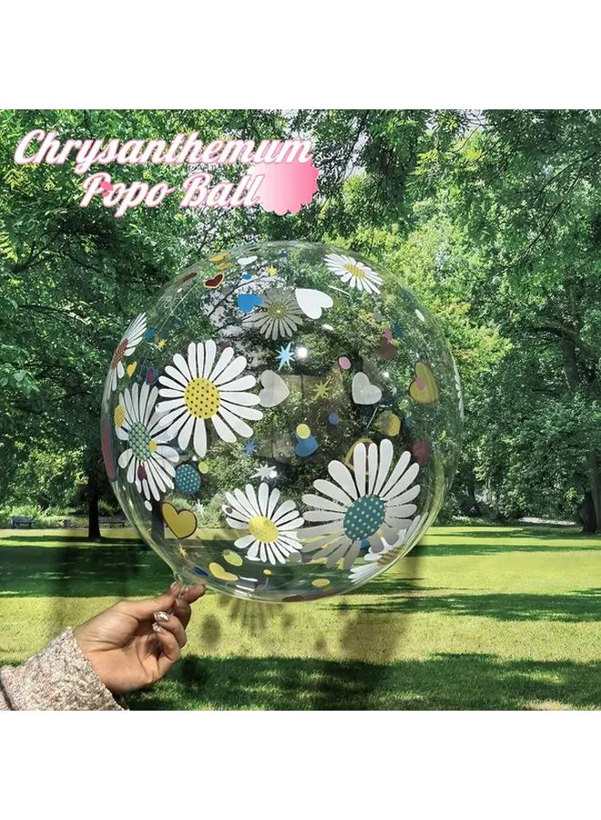 Chrysanthemum Printing Plastic Balloons 5pcs For Wedding Birthday Decoration - Image 5