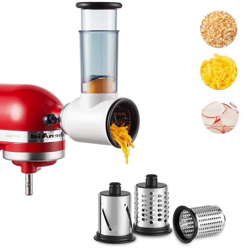 HOZODO Slicer Shredder Attachment for KitchenAid Stand Mixer, Cheese Grater Attachment for KitchenAid Stand Mixer, Food Processor with 3 Blades by HOZODO - Image 1