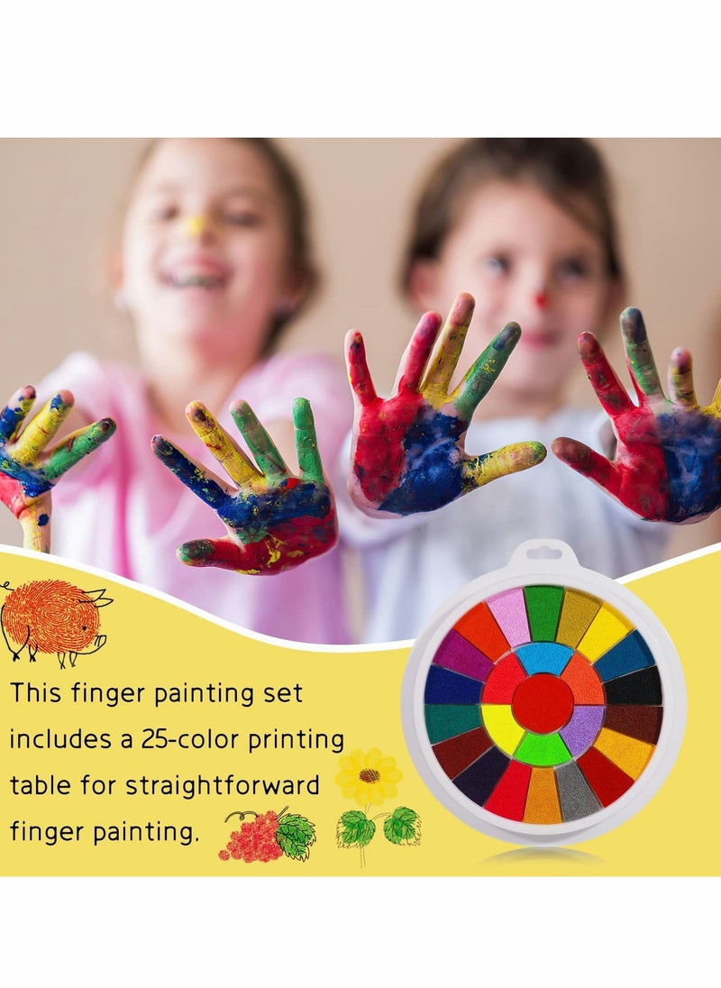 NIBEMINENT - Finger Painting Kit, 12 Pattern Stamps 25 Color Printing Pads Washable Colors Easy to clean Non-toxic Children's Toys - Image 1