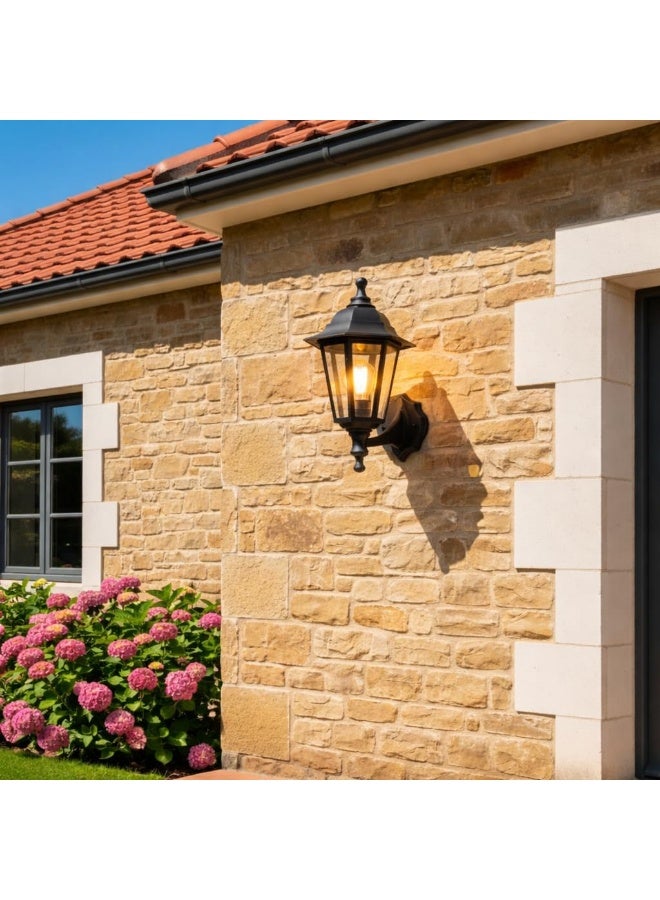 PRIME SOLE Classic Outdoor Wall Lantern Light Fixture with Clear Glass Panels, Weather Resistant Decorative Sconce for Entryway Porch Patio Garden Pathway Exterior Lighting and Home Enhancement - Image 3