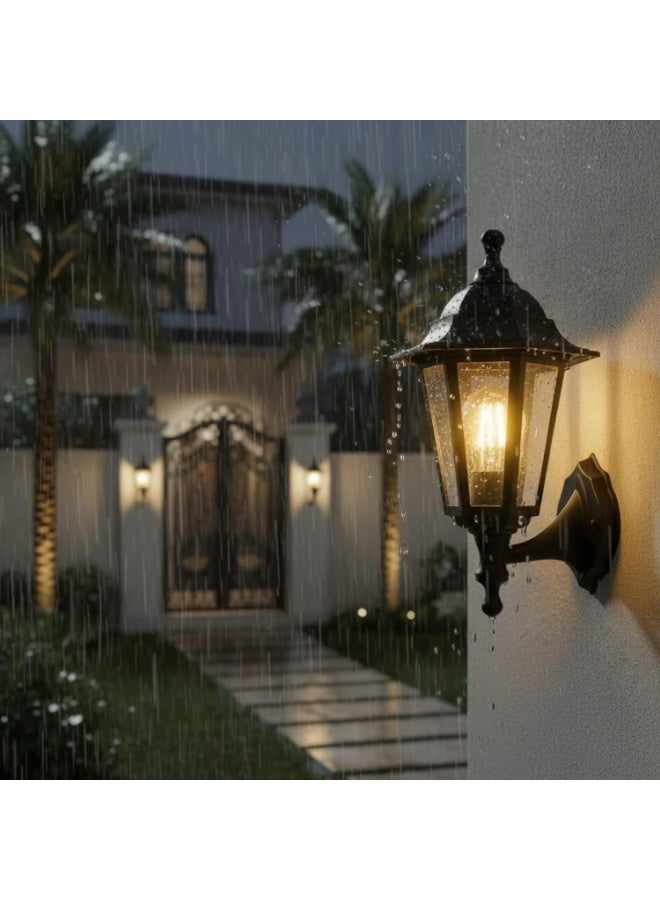 PRIME SOLE Classic Outdoor Wall Lantern Light Fixture with Clear Glass Panels, Weather Resistant Decorative Sconce for Entryway Porch Patio Garden Pathway Exterior Lighting and Home Enhancement - Image 2