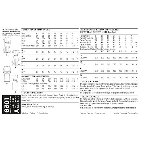 New Look U06301A Misses' Mock Wrap Knit Dress Sewing Template, A (8-10-12-14-16-18-20) - Image 4