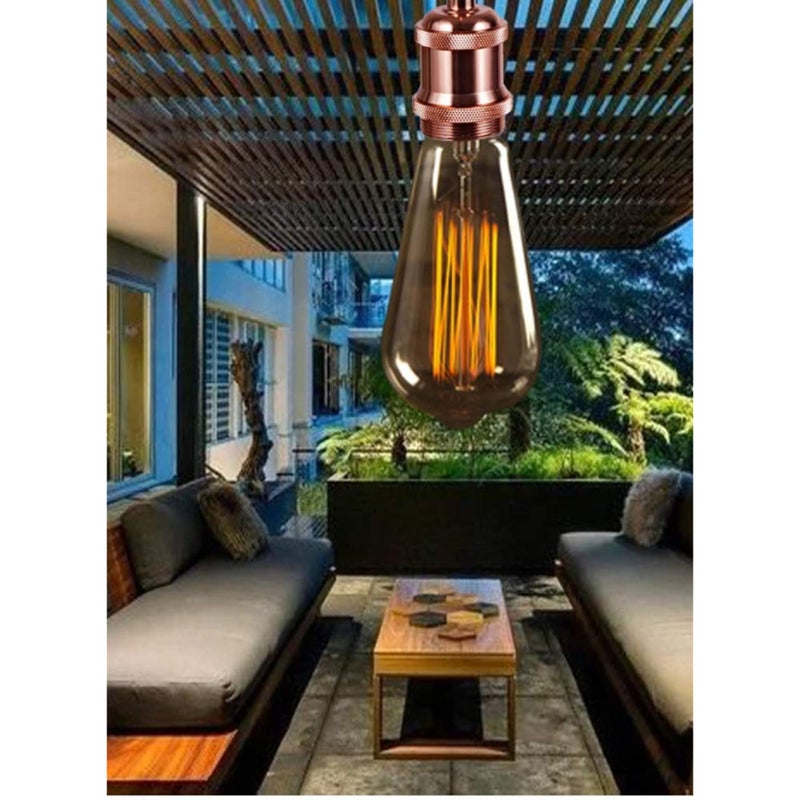 SOLARAE Ceiling Pendant & Lamp Holder, Metal Pendant Light Fitting, E27 Lamp Holder, Fitting Set with Braided Fabric Cable (Rose Gold) - Image 4