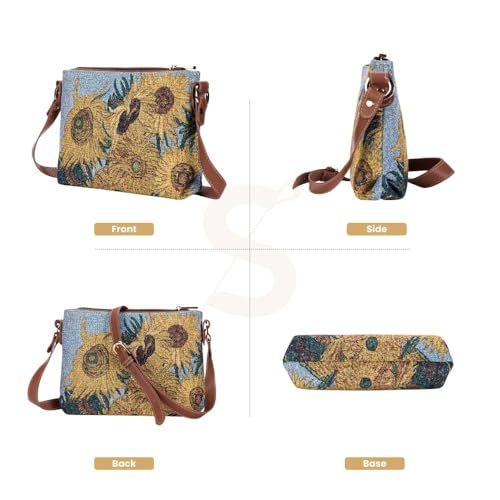 Signare Tapestry Crossbody Bag Shoulder Purse for Women In Vincent Van Gogh Sunflower Design (XB02-ART-VG-SUNF) - Image 2