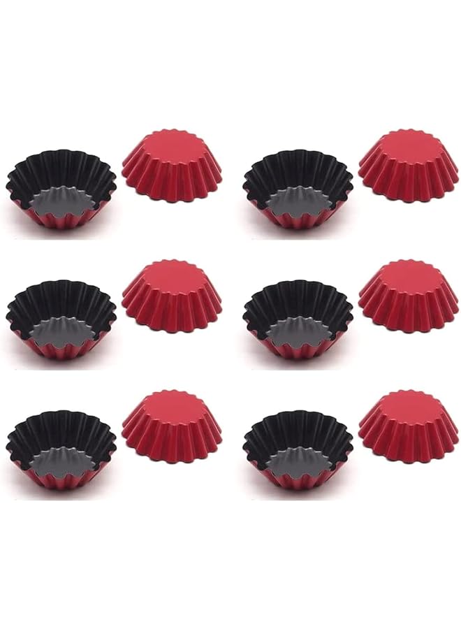 S-TOP Mini Tart Tins Molds Set of 12 for Baking Egg Tarts/Pudding/Quiche/Muffin/Pies - Image 1