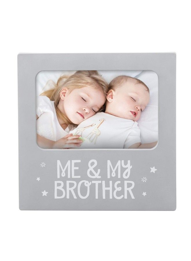 Tiny Ideas Me & My Brother Picture Frame Nursery Décor Genderneutral Baby Frame Perfect Siblings Gift Baby Keepsake Photo Frame 4" X 6" Frame Tabletop Easel Back Gray - Image 1