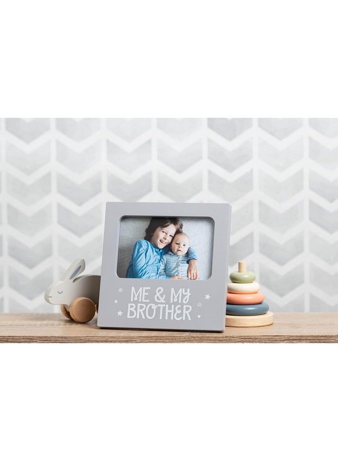 Tiny Ideas Me & My Brother Picture Frame Nursery Décor Genderneutral Baby Frame Perfect Siblings Gift Baby Keepsake Photo Frame 4" X 6" Frame Tabletop Easel Back Gray - Image 3