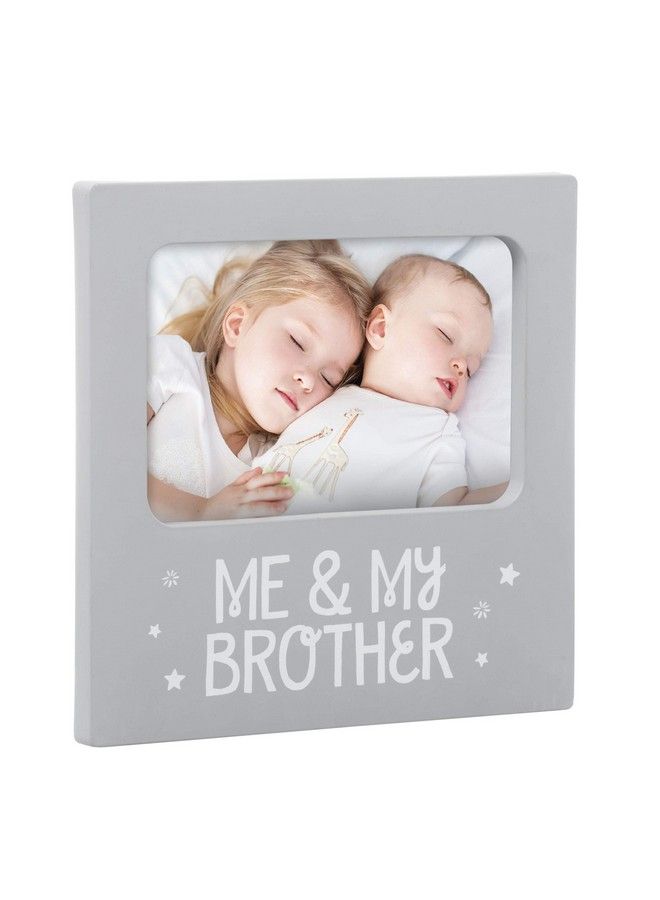 Tiny Ideas Me & My Brother Picture Frame Nursery Décor Genderneutral Baby Frame Perfect Siblings Gift Baby Keepsake Photo Frame 4" X 6" Frame Tabletop Easel Back Gray - Image 4