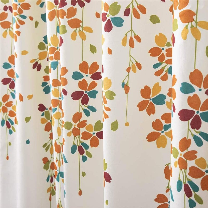 Lush Decor Weeping Flower Shower Curtain 72"W x 72"L Turquoise & Tangerine - Floral Shower Curtains for Bathroom - Bathroom Curtain - Cottage Decor - Image 3