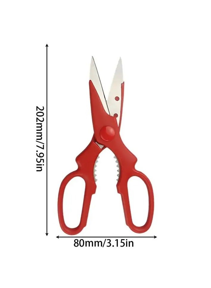2PCS Kitchen Scissors ,Multi Purpose Scissors Stainless Steel ,Fish Scissors- Kitchen Scissors, (BLACK AND RED)  - Image 3