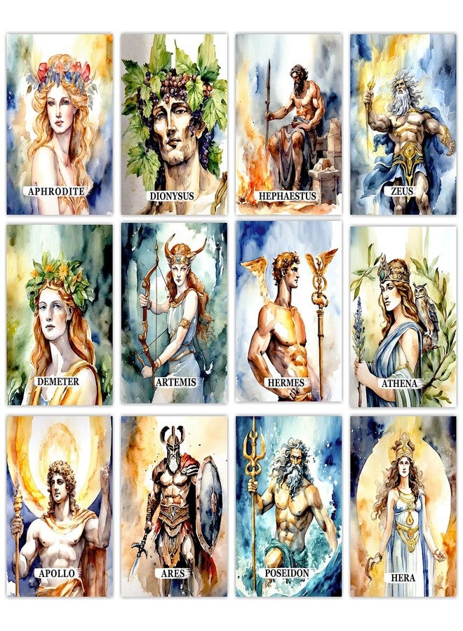 PARTH IMPEX Greek Mythology Wall Decor - Greek Gods Goddess Olympus Posters Collage Aesthetic Picture Watercolor Painting for Living Room Bedroom Greek Themed Medieval Mythical Art Prints - 8x10 UNFRAMED Photos - Image 1