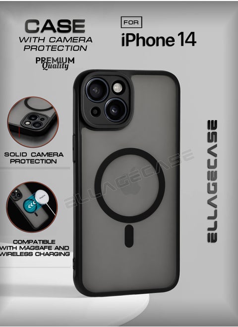 Case for iPhone 14, Ultra Thin Frameless Case With MagSafe Wireless Charging, Solid Camera Protection, Shockproof Magnetic Black Cover