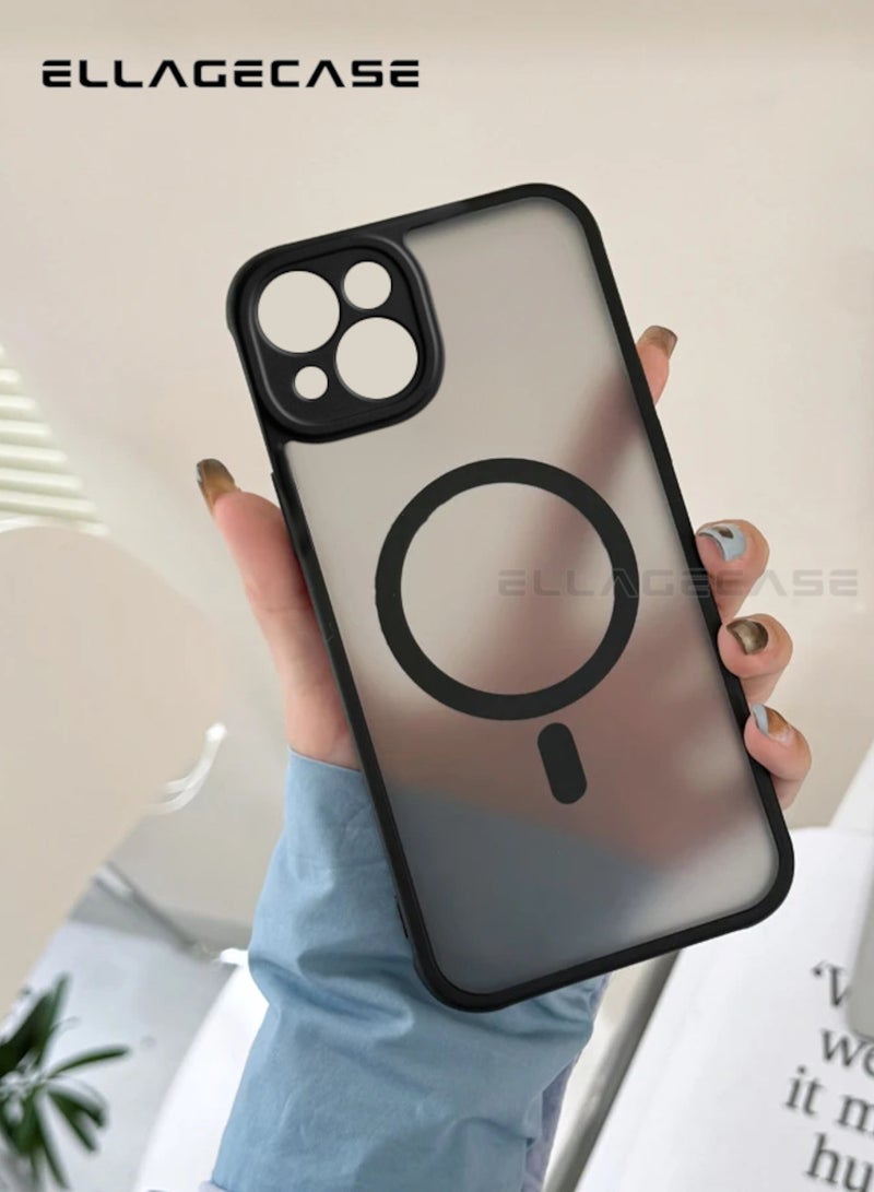 ELLAGECASE حافظة لجهاز آيفون 14، حافظة رفيعة جداً بدون إطار مع شحن لاسلكي مغناطيسي، حماية كاميرا قوية، غطاء أسود مضاد للصدمات - Image 3