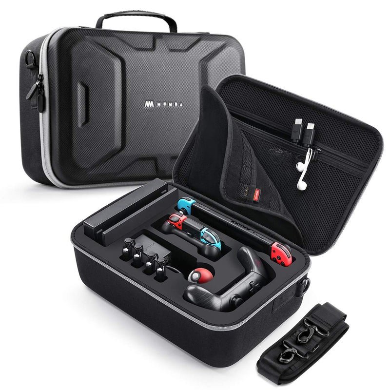 Mumba Deluxe Carrying Case for Nintendo Switch OLED & Nintendo Switch, Large Capacity Travel Storage Pouch for Switch Console & Accessories - Black - Image 1