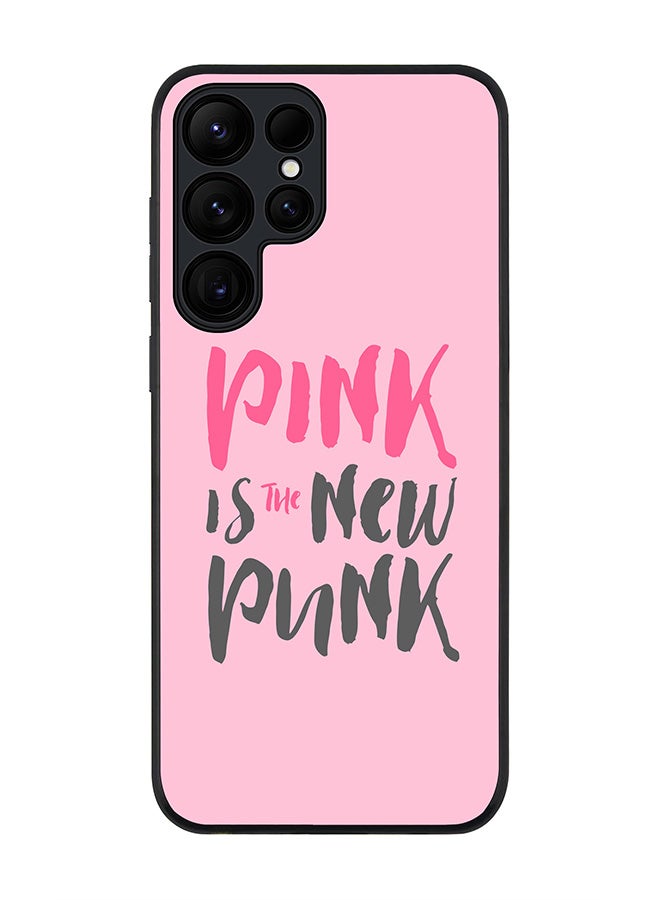 Stylizedd Rugged Black edge case for Samsung Galaxy S24 Ultra, Slim fit Soft Case Flexible Anti Drop TPU Gel Thin Cover- Pink is the new punk - Image 1
