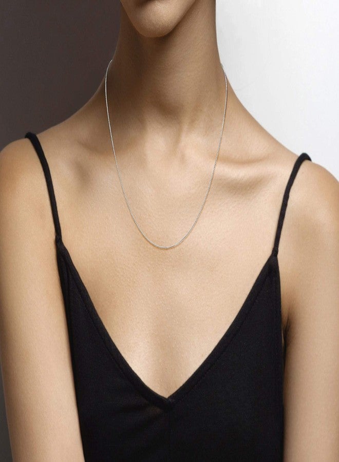 Miabella Italian 925 Sterling Silver or 18K Gold Plated Silver Thin 1mm Box Chain Necklace for Women, Made in Italy (SI, Length 20 Inches) - Image 3