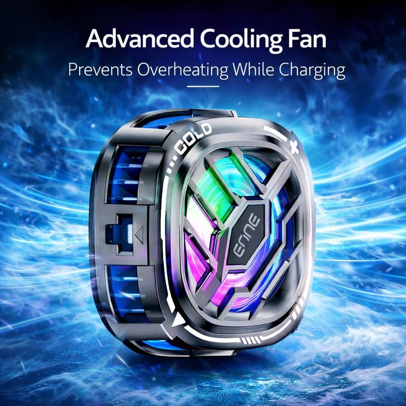 إيون شاحن لاسلكي Breeze مع مروحة تبريد، شاحن هاتف سريع بقدرة 15 واط، مروحة ألعاب RGB، تصميم مغناطيسي، حماية من السخونة الزائدة للهواتف الذكية – أسود - Image 3