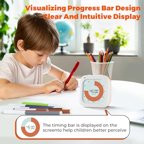 EooCoo Visual Timer Digital, 60-Minute Countdown Rotation Timer for Kids and Adults, Adjustable Volume,LCD Screen Pomodoro Time Management Education Tool for Home Kitchen,School,Office,ADHD-Snow White - Image 2