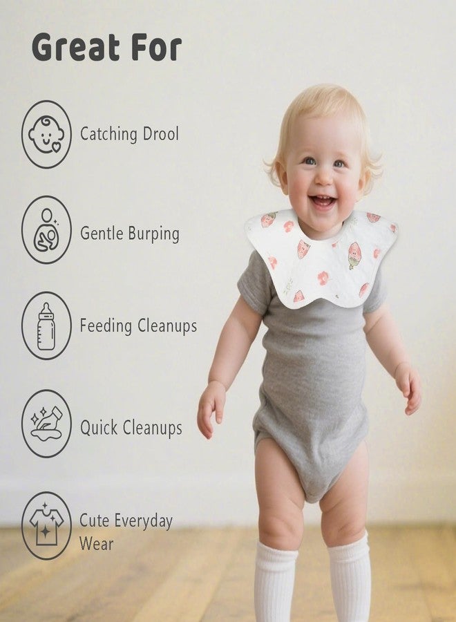 ICKEYOU Muslin Baby Bandana Bibs Soft Triangle Cotton Drool Adjustable Teething and Feeding for Newborns and Infants 0 to 36 Months (4pcs White) - Image 3