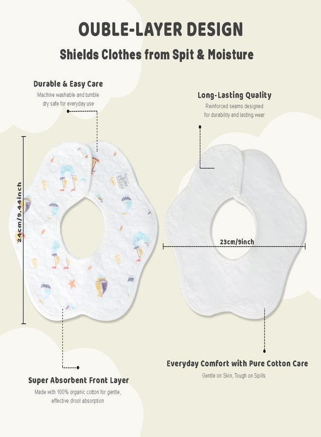 ICKEYOU Muslin Baby Bandana Bibs Soft Triangle Cotton Drool Adjustable Teething and Feeding for Newborns and Infants 0 to 36 Months (4pcs White) - Image 2