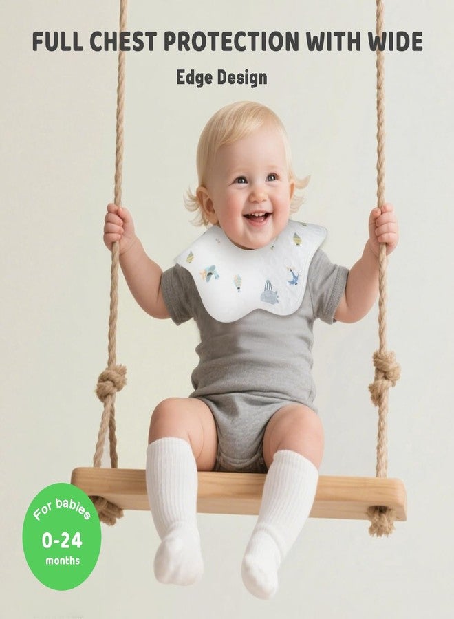 ICKEYOU Muslin Baby Bandana Bibs Soft Triangle Cotton Drool Adjustable Teething and Feeding for Newborns and Infants 0 to 36 Months (4pcs White) - Image 5