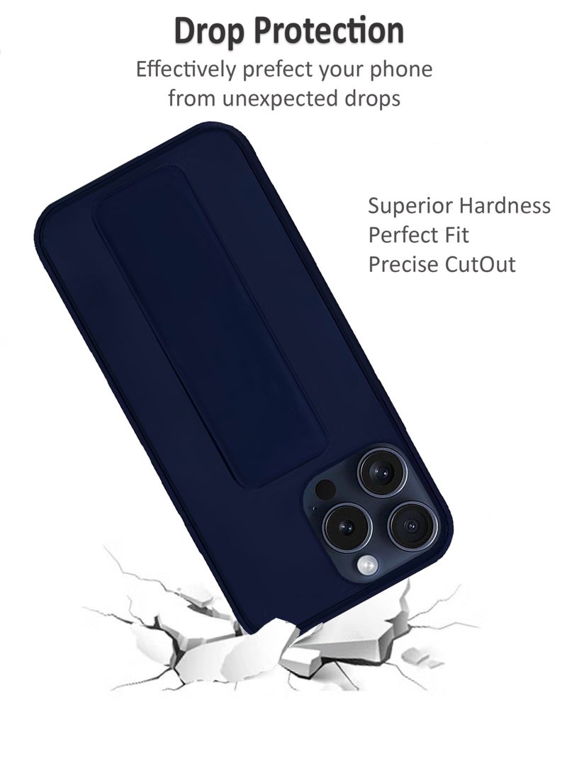 Waldic Premium Silicone Magnetic Hand Grip Case Cover for Apple iPhone 15 Pro - Dark Blue - Image 3