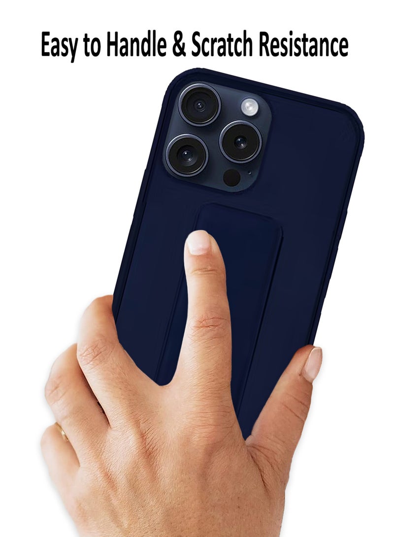 Waldic Premium Silicone Magnetic Hand Grip Case Cover for Apple iPhone 15 Pro - Dark Blue - Image 4