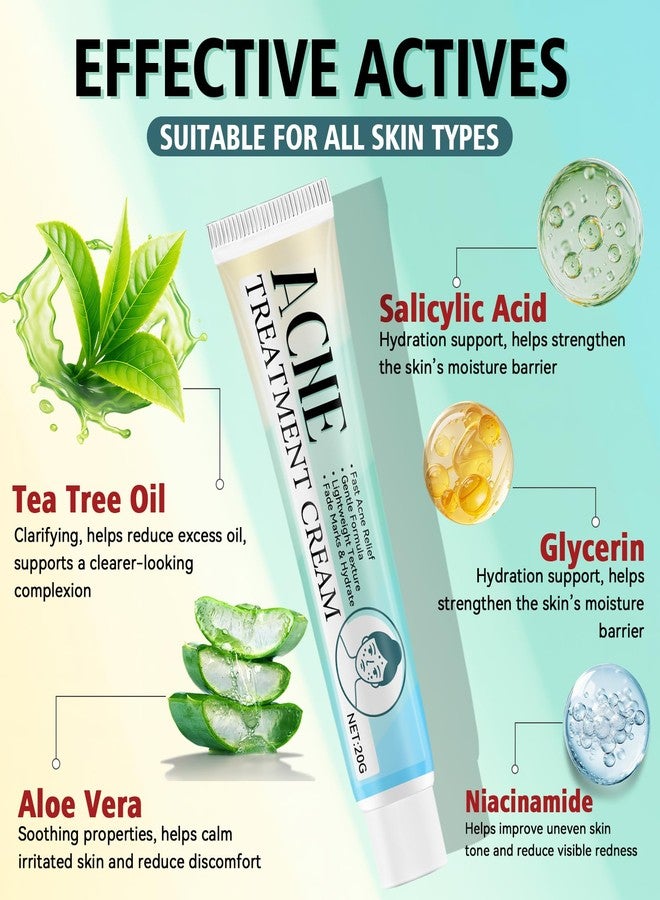HORSEFISH TOOL Acne Treatment for Face, Acne Cream, Pimple Cream Suitable for All Skin, Blemish Care Cream for Face and Body, Gentle Daily Skin Care for Oily & Blemish-Prone Skin, Helps Improve Skin Appearance - Image 4