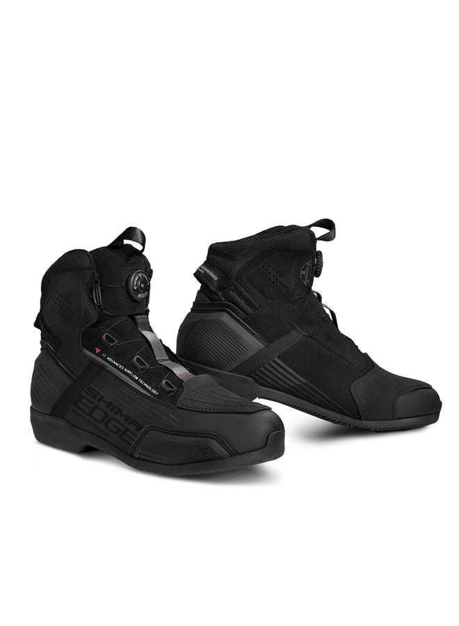 SHIMA EDGE WP Motorbike Boots for Men Waterproof Leather Shoes Summer Leather ATOP Motorcycle Short Ankle Protector Urban Bike Casual Classic Riding Motor Boot (Mens, Waterproof, Black, 47) - Image 1