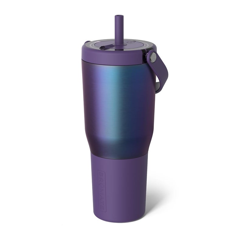BrÃ¼Mate BrMate Resa 35oz 100 Leakproof Travel Tumbler wHandle Straw Flexible SoftSip Straw Silicone Sleeve for Durability Stainless Steel Cup Holder Travel Friendly Water Bottle Dark Aura - Image 2
