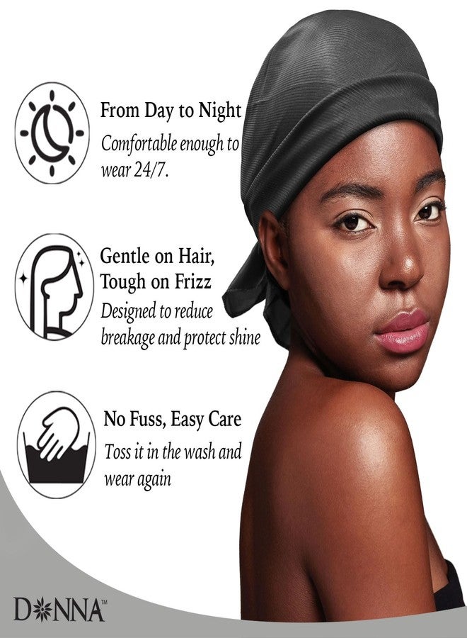 DONNA Satin Wrap Headbands for Women - Silky Hair Wrap for Sleep, Elegant Silk Scarf for Women Hair Wrap Sleeping, Luxurious Satin Hair Accessories, Perfect for Nighttime Use BLACK Color, 1pc - Image 3