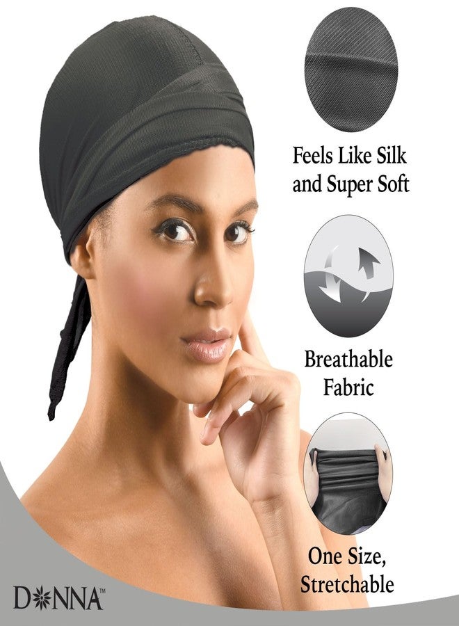 DONNA Satin Wrap Headbands for Women - Silky Hair Wrap for Sleep, Elegant Silk Scarf for Women Hair Wrap Sleeping, Luxurious Satin Hair Accessories, Perfect for Nighttime Use BLACK Color, 1pc - Image 4