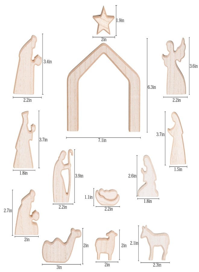 NEROSUN Nativity Scene Set, 13Pcs Wooden Christmas Nativity Scene Miniature Holy Family Figurines, Minimalism Boho Tabletop Christmas Manger Decorations for Christan Indoor Home Mantel Display - Image 3