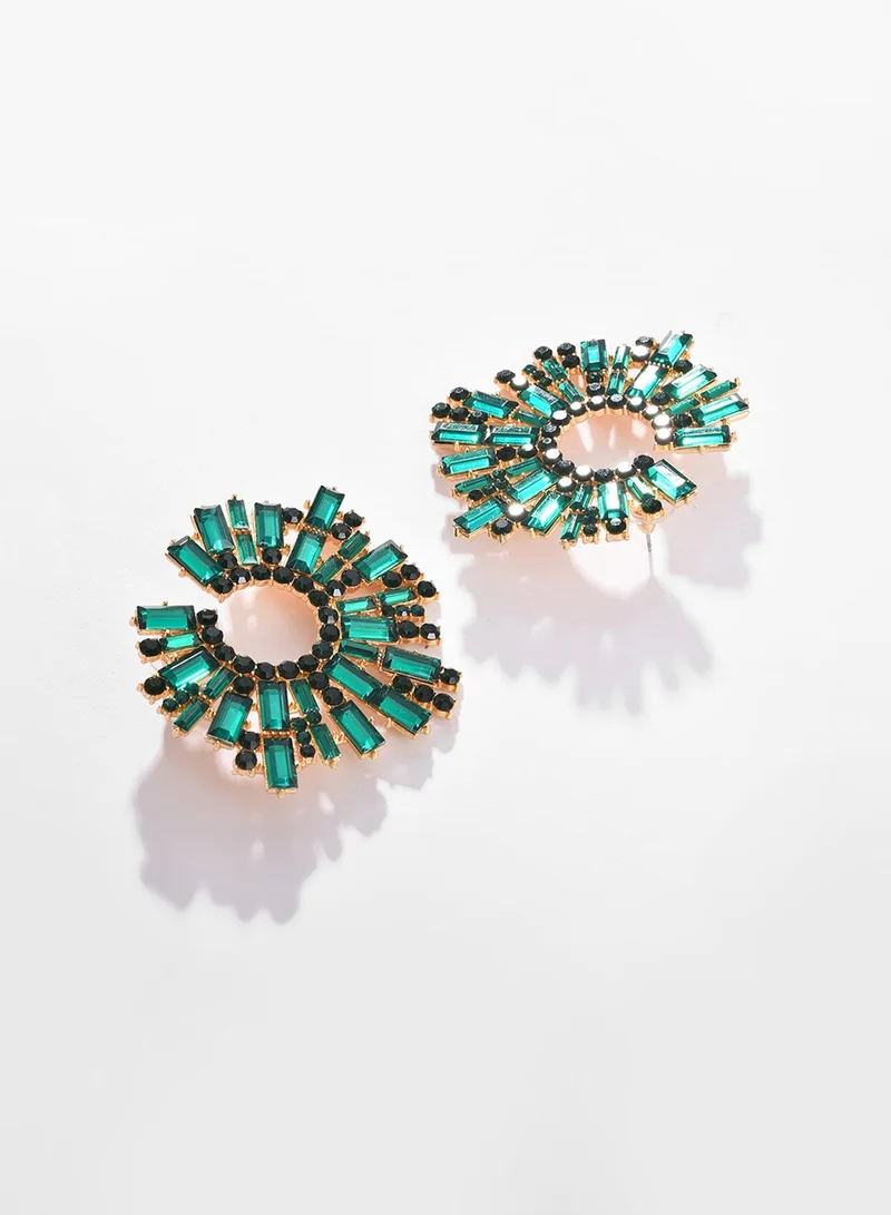 SOHI Green Contemporary Artificial Stud Earring Jewellery