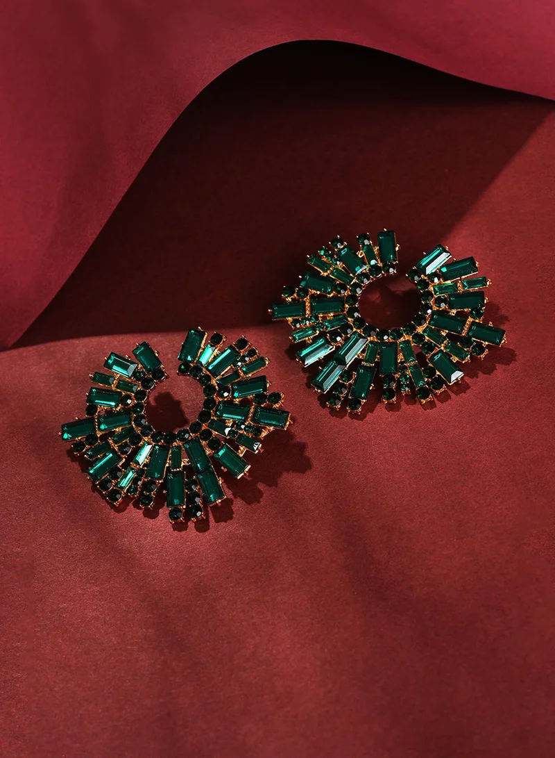 SOHI Green Contemporary Artificial Stud Earring Jewellery