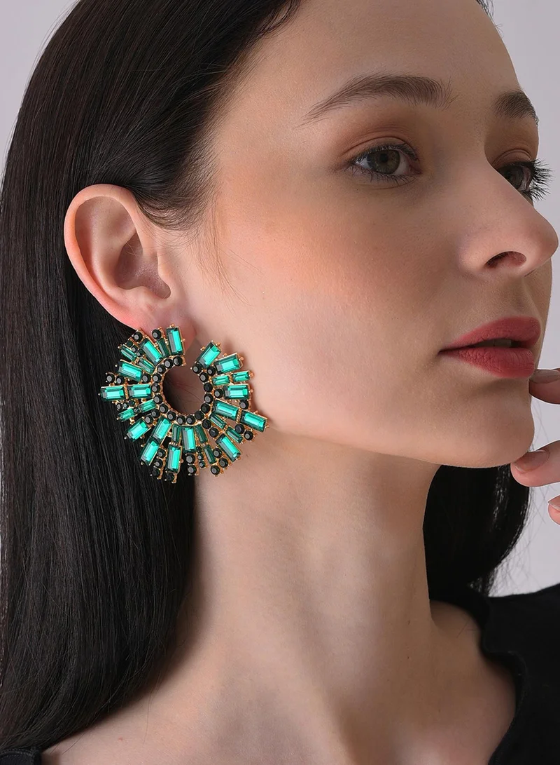 SOHI Green Contemporary Artificial Stud Earring Jewellery