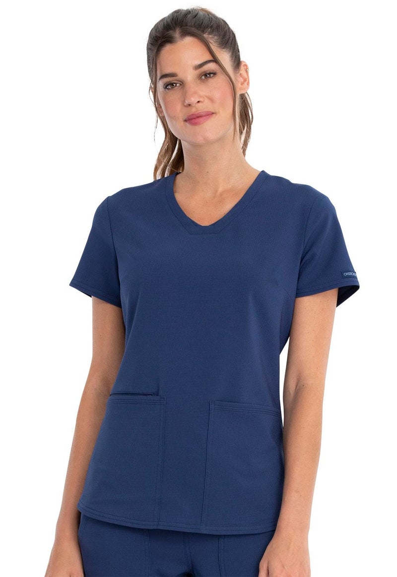 Cherokee Womens V-Neck Top Medical Scrubs Shirt, Navy, X-Large US - Image 1
