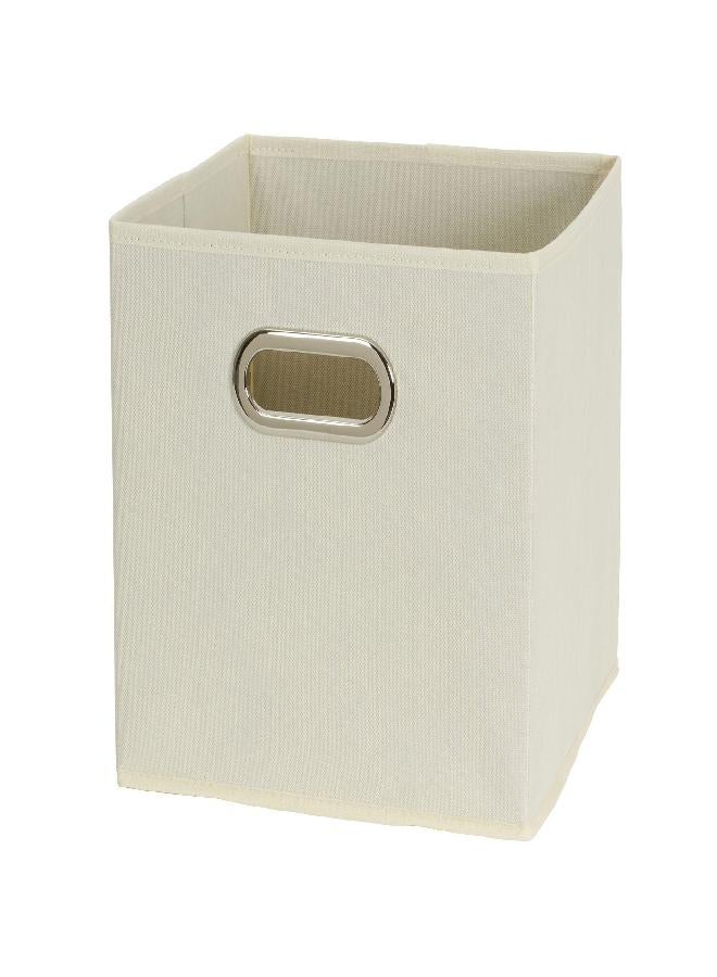 Household Essentials صناديق تخزين قماش قابلة للطي من هوسهول إيسينشالز - 6 عبوات - 11x11x11 صناديق غير منسوجة قابلة للتكديس مع جوانب من لوح رقائقي ومقابض حلقية - منظم للخزانة أو الرف أو الحضانة أو المكتب - طبيعي - Image 1
