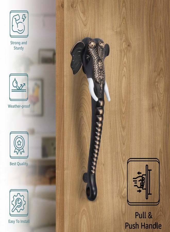 Plantex Heavy Duty Door Handle/11-inches Ganesha Main Door Handle/Door Pull Push Handle/Door & Home Decor - Pack of 1 (Copper Antique Finish) - 3 Years Warranty - Image 2